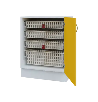 MBS - 65D spodní skříňka boxová, 1-dveřová, pravá, 908x654x600, korpus bílý, dvířko žlutá odio